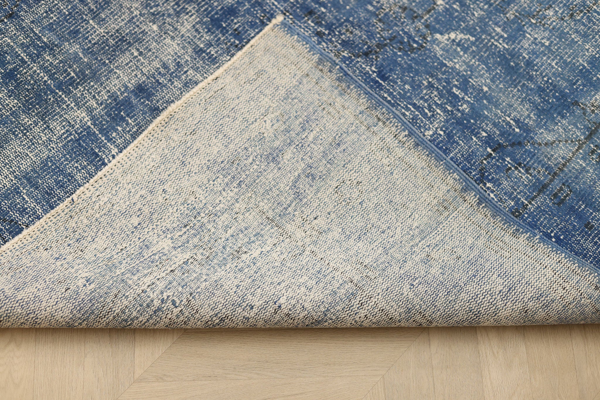 Vintage Manisa Turkish Area Rug 6x9 ft — Blue Overdyed