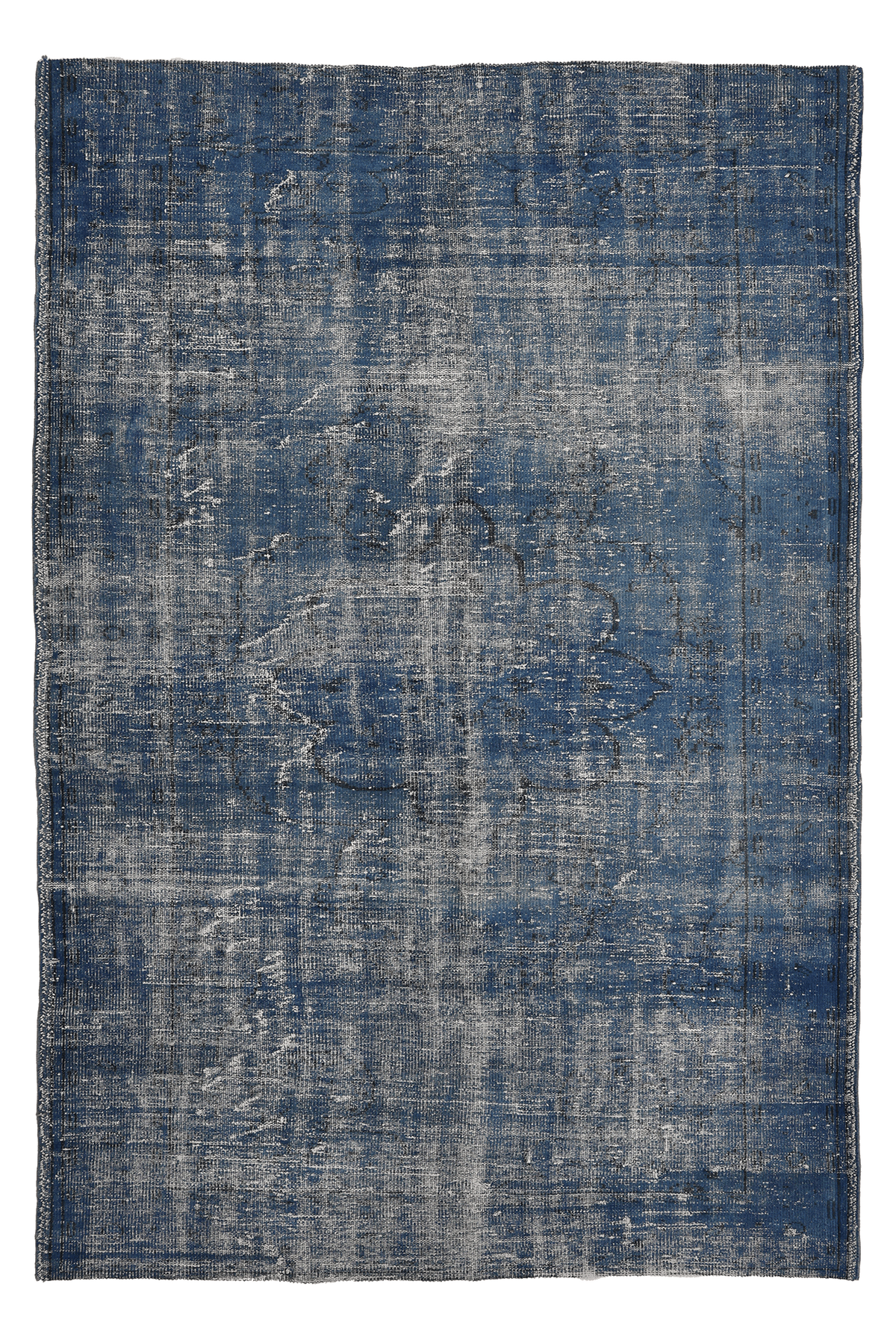 Vintage Manisa Turkish Area Rug 6x9 ft — Blue Overdyed