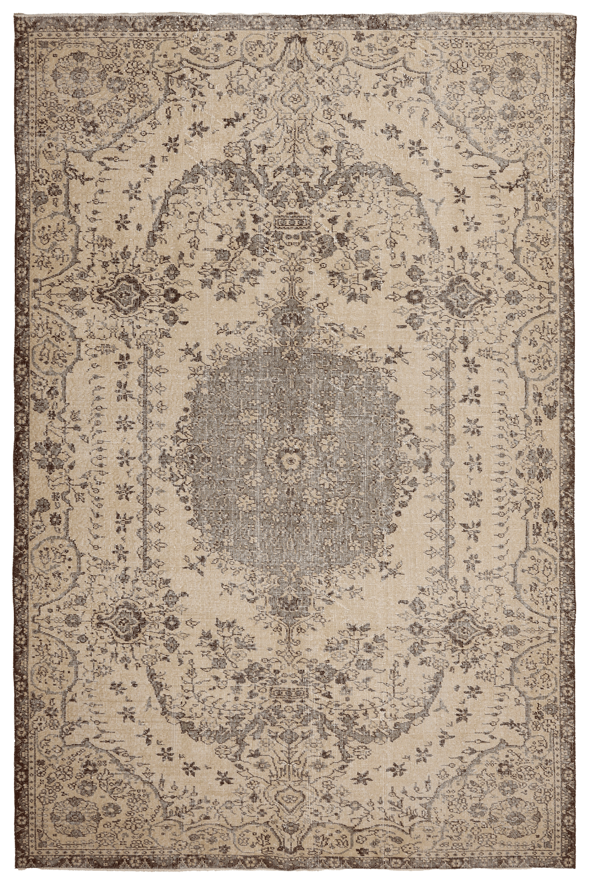 Vintage Isparta Turkish Area Rug 6x10 ft — Blue & Brown Floral