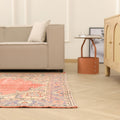 Vintage Manisa Turkish Area Rug 5x9 ft — Red Floral (No. 40548)
