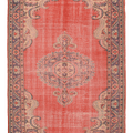 Vintage Manisa Turkish Area Rug 5x9 ft — Red Floral (No. 40548)