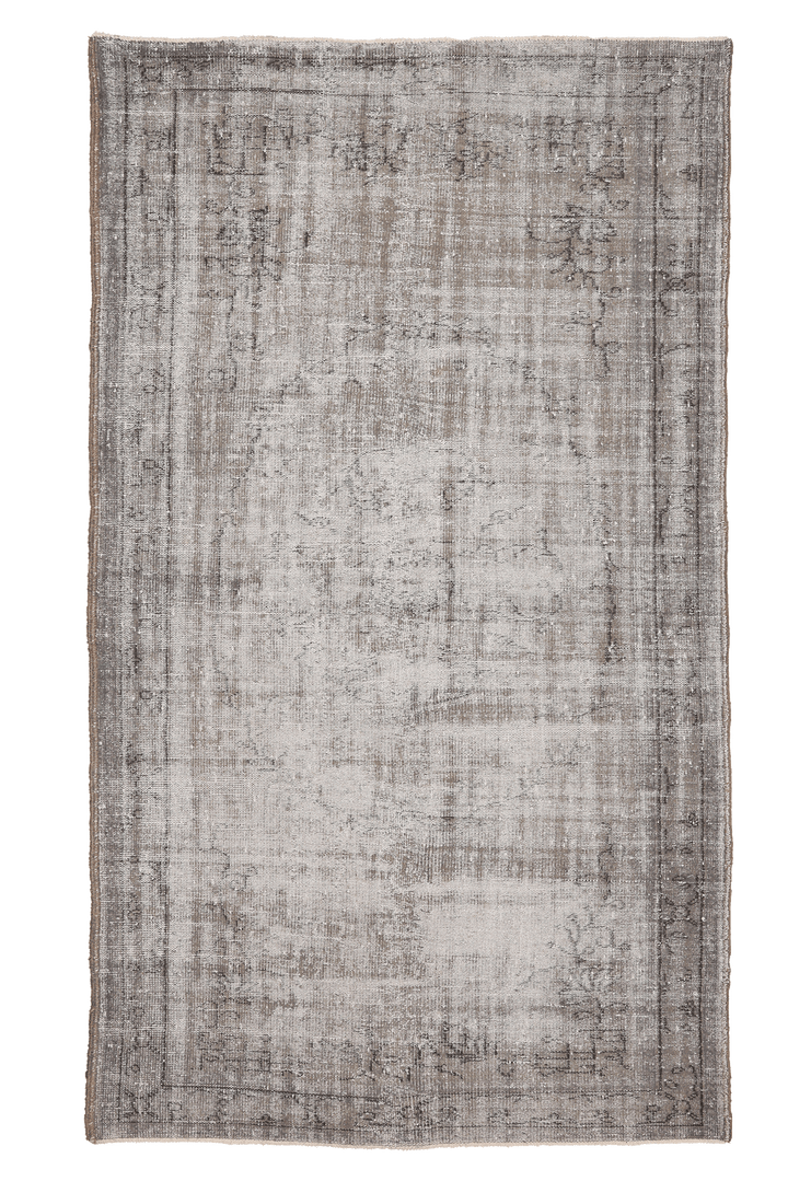 Vintage Manisa Turkish Area Rug 5x9 ft — Brown Distressed