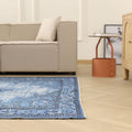 Vintage Manisa Turkish Area Rug 5x8 ft — Blue Overdyed (No. 40552)