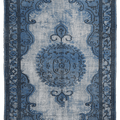 Vintage Manisa Turkish Area Rug 5x8 ft — Blue Overdyed (No. 40552)