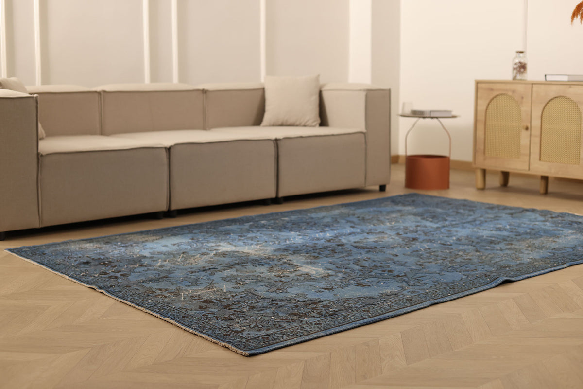 Vintage Isparta Turkish Area Rug 6x9 ft — Brown Floral