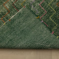 Vintage Isparta Turkish Area Rug 5x8 ft — Green Geometric (No. 40559)