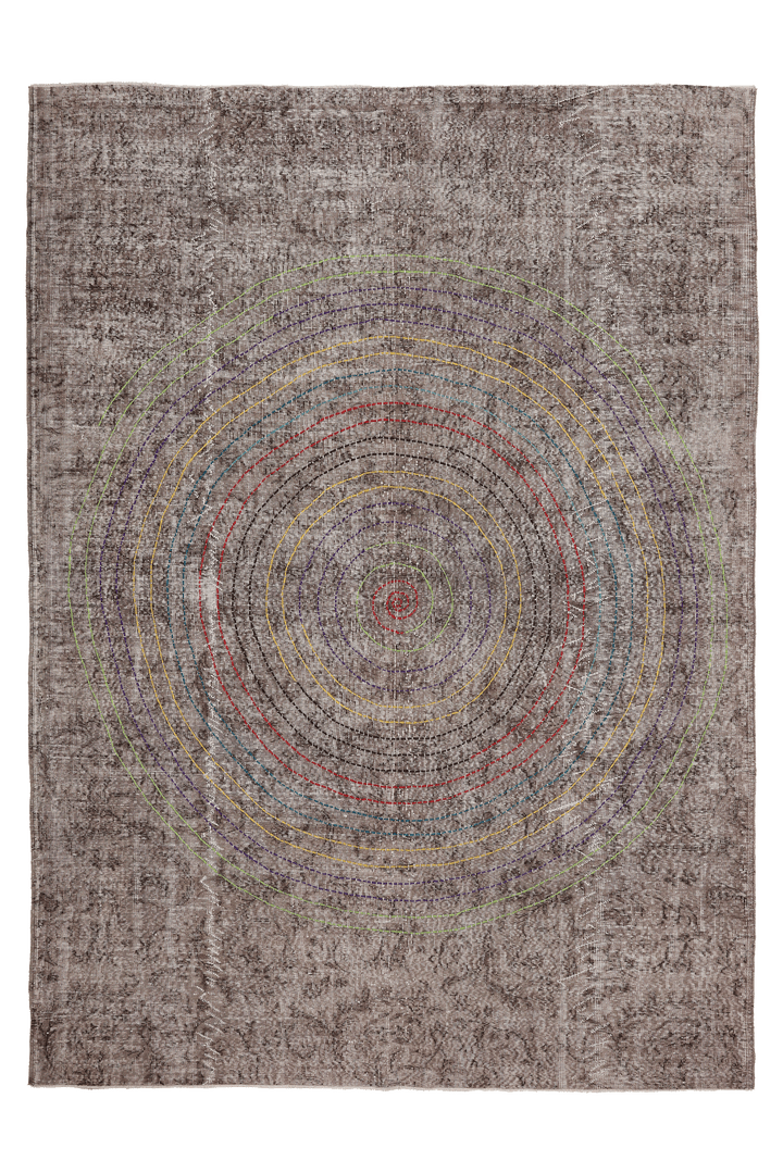 Vintage Isparta Turkish Area Rug 7x10 ft — Blue & Brown Floral