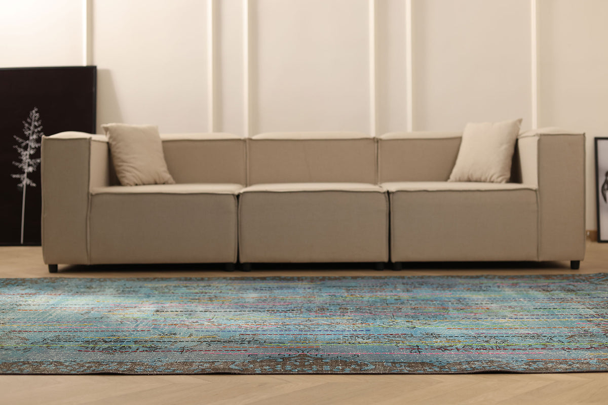 Vintage Isparta Turkish Area Rug 6x10 ft — Black & Gray Overdyed