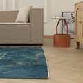 Vintage Isparta Turkish Area Rug 5x7 ft — Blue Overdyed