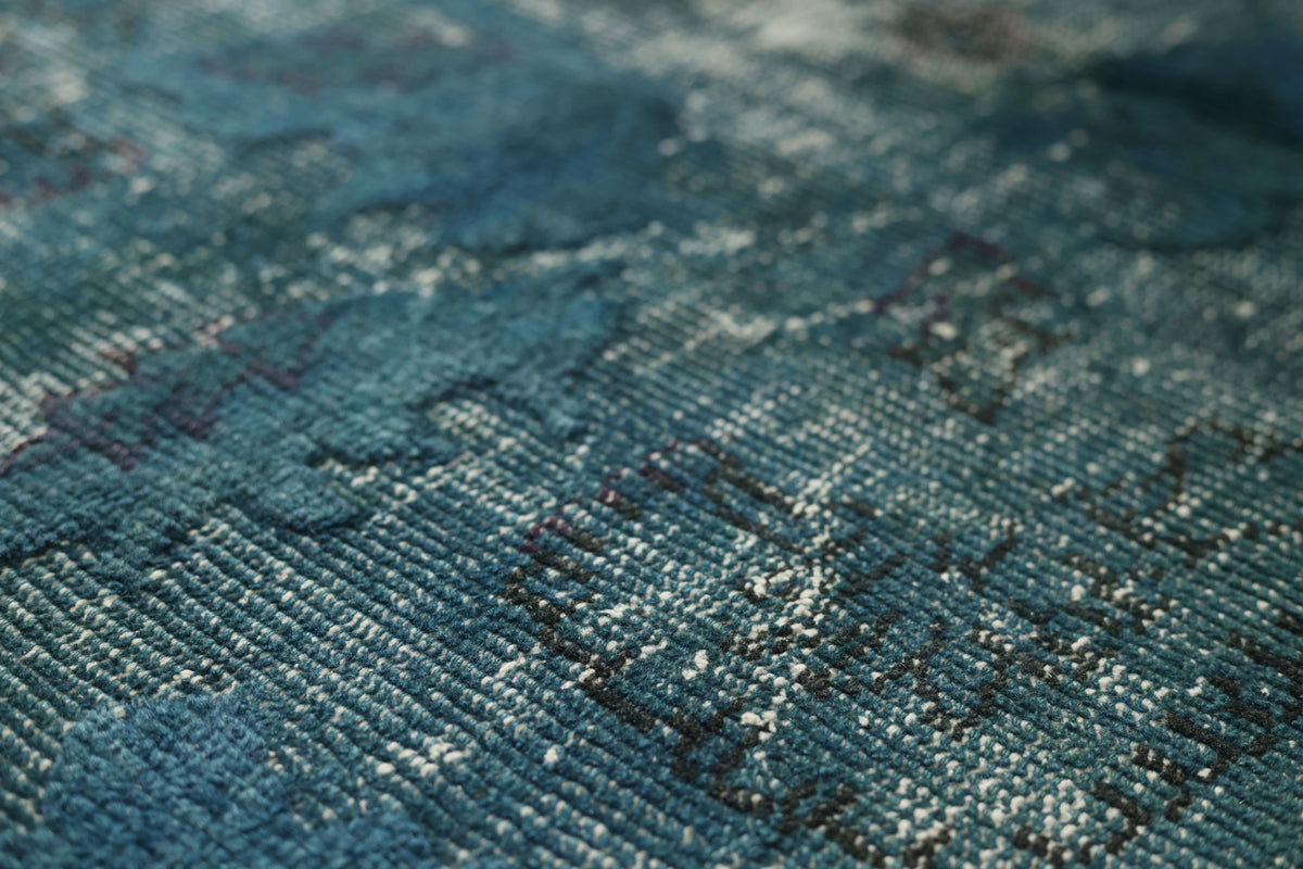 Vintage Isparta Turkish Area Rug 5x7 ft — Blue Overdyed