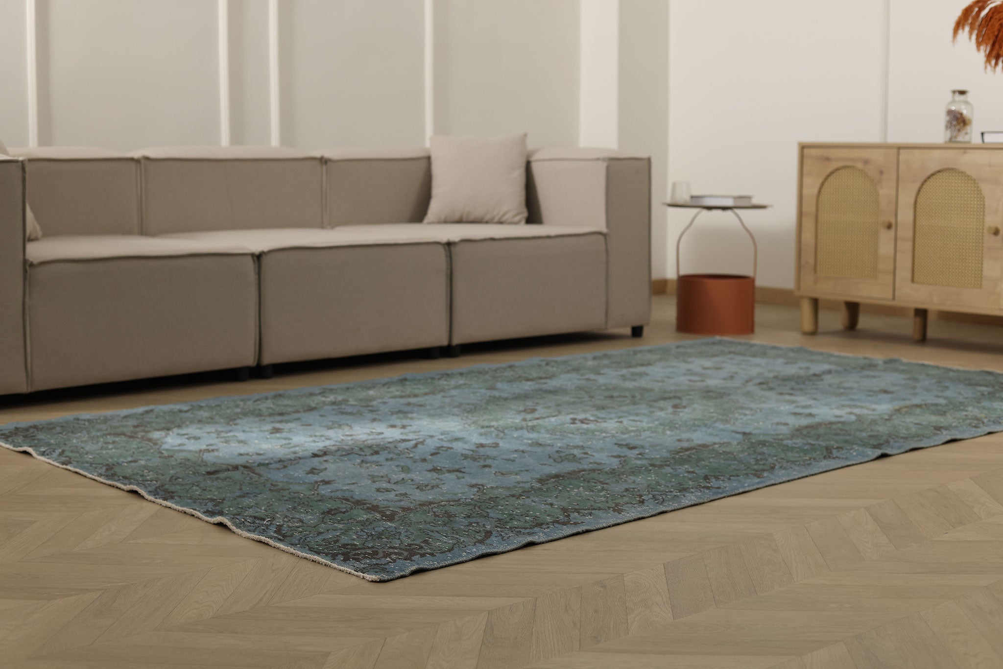 Vintage Isparta Turkish Area Rug 5x9 ft — Blue Overdyed (No. 40564)