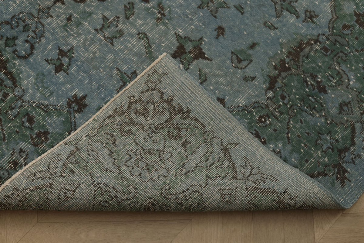 Vintage Isparta Turkish Area Rug 5x9 ft — Blue Overdyed (No. 40564)