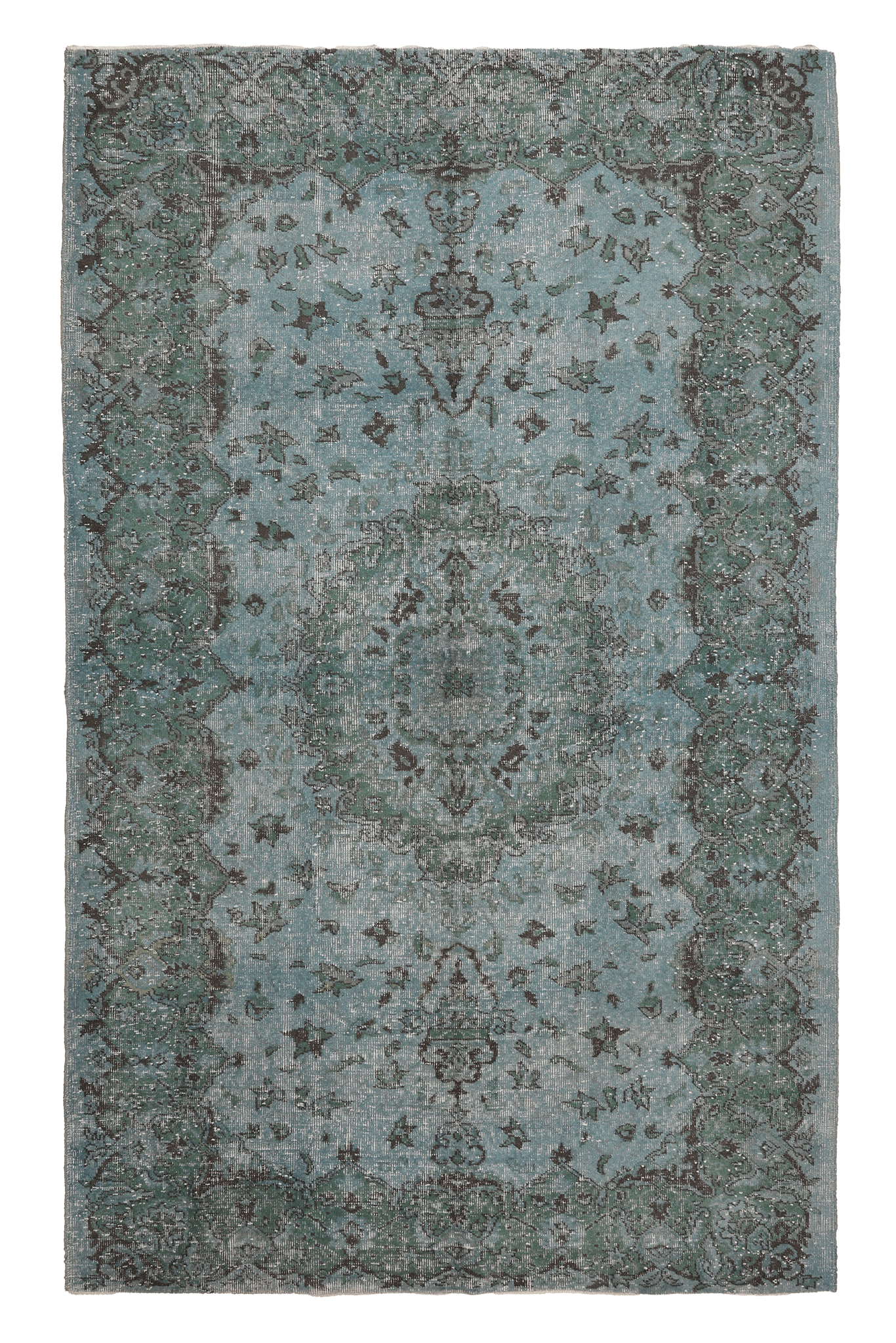 Vintage Isparta Turkish Area Rug 5x9 ft — Blue Overdyed (No. 40564)