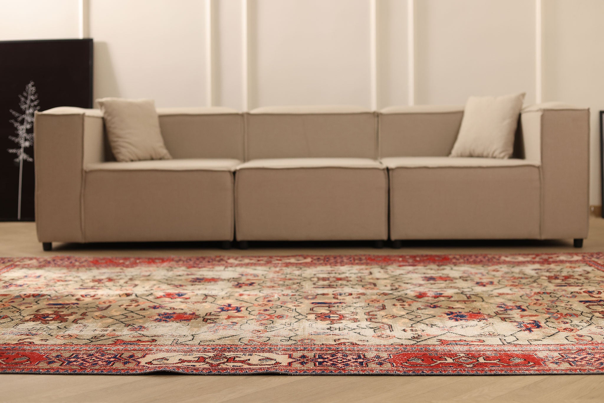Vintage Isparta Turkish Area Rug 6x10 ft — Orange & Beige Floral (No. 40572)