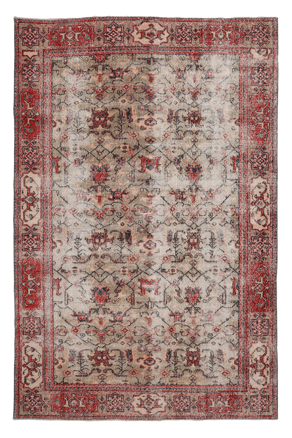Vintage Isparta Turkish Area Rug 6x10 ft — Orange & Beige Floral (No. 40572)