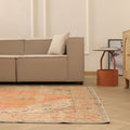 Vintage Isparta Turkish Area Rug 6x10 ft — Orange & Brown Floral (No. 40574)