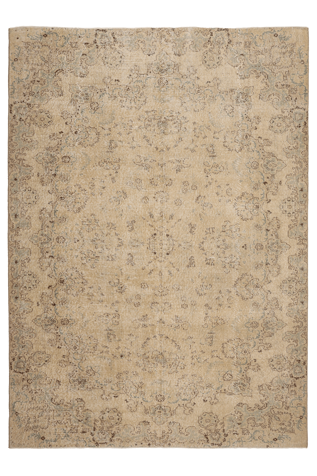 Vintage Isparta Turkish Area Rug 6x9 ft — Orange & Beige Floral