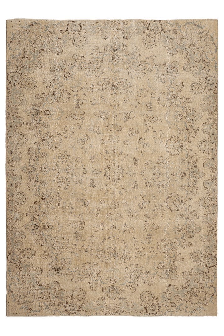 Vintage Isparta Turkish Area Rug 6x9 ft — Orange & Beige Floral