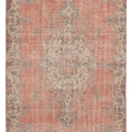 Vintage Isparta Turkish Area Rug 6x9 ft — Orange & Blue Floral (No. 40583)