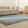 Vintage Isparta Turkish Area Rug 6x9 ft — Blue Floral