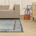 Vintage Isparta Turkish Area Rug 6x9 ft — Blue Floral