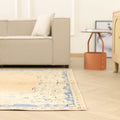 Vintage Isparta Turkish Area Rug 5x10 ft — Beige & Blue Floral
