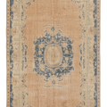 Vintage Isparta Turkish Area Rug 5x10 ft — Beige & Blue Floral