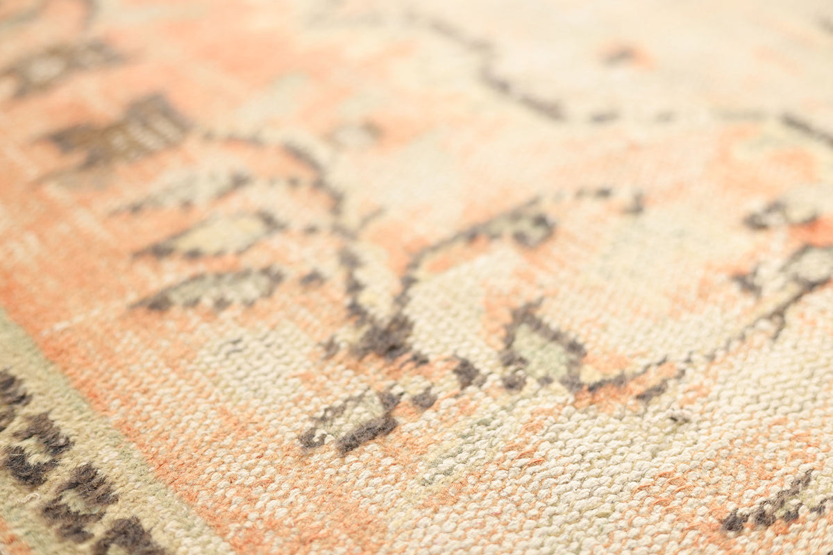 Vintage Manisa Turkish Area Rug 5x9 ft — Orange Floral (No. 40592)