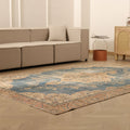 Vintage Isparta Turkish Area Rug 6x10 ft — Blue & Beige Floral (No. 40597)