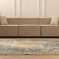 Vintage Isparta Turkish Area Rug 6x10 ft — Blue & Beige Floral (No. 40597)