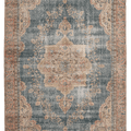 Vintage Isparta Turkish Area Rug 6x10 ft — Blue & Beige Floral (No. 40597)