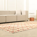 Vintage Isparta Turkish Area Rug 5x9 ft — Beige & Red Floral (No. 40601)
