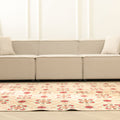 Vintage Isparta Turkish Area Rug 5x9 ft — Beige & Red Floral (No. 40601)