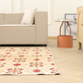 Vintage Isparta Turkish Area Rug 5x9 ft — Beige & Red Floral (No. 40601)
