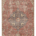 Vintage Isparta Turkish Area Rug 5x8 ft — Red & Beige Floral (No. 40603)