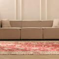 Vintage Isparta Turkish Area Rug 6x11 ft — Red & Beige Floral
