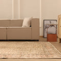 Vintage Isparta Turkish Area Rug 6x10 ft — Beige & Brown Floral