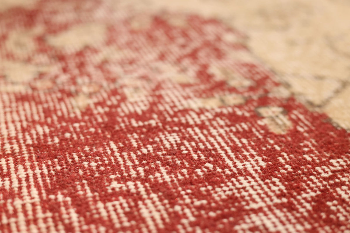 Vintage Isparta Turkish Area Rug 6x11 ft — Red & Beige Floral