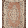 Vintage Isparta Turkish Area Rug 6x9 ft — Brown & Beige Floral