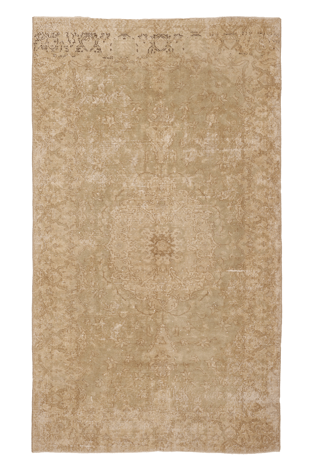 Vintage Isparta Turkish Area Rug 5x8 ft — Beige & Brown Floral (No. 40632)