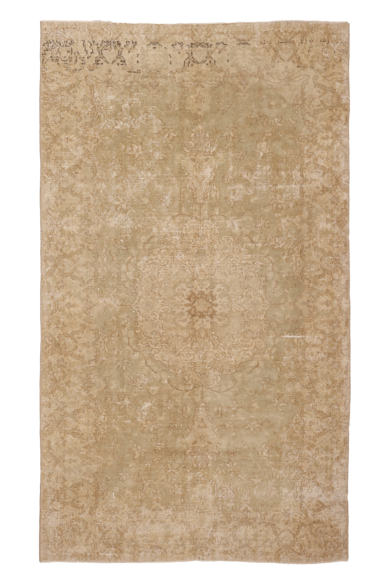 Vintage Isparta Turkish Area Rug 5x8 ft — Beige & Brown Floral (No. 40632)