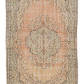 Vintage Manisa Turkish Area Rug 5x9 ft — Orange & Green Floral