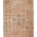 Vintage Isparta Turkish Area Rug 6x9 ft — Orange & Beige Floral