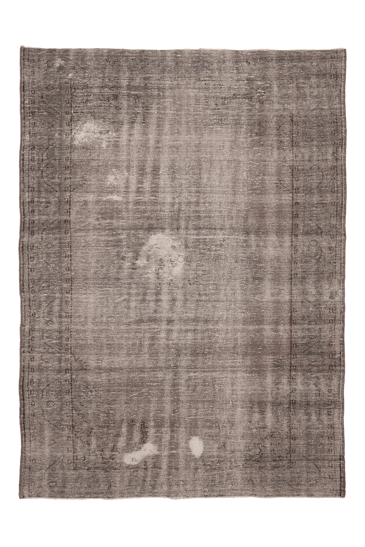 Vintage Isparta Turkish Area Rug 6x9 ft — Brown & Gray Floral