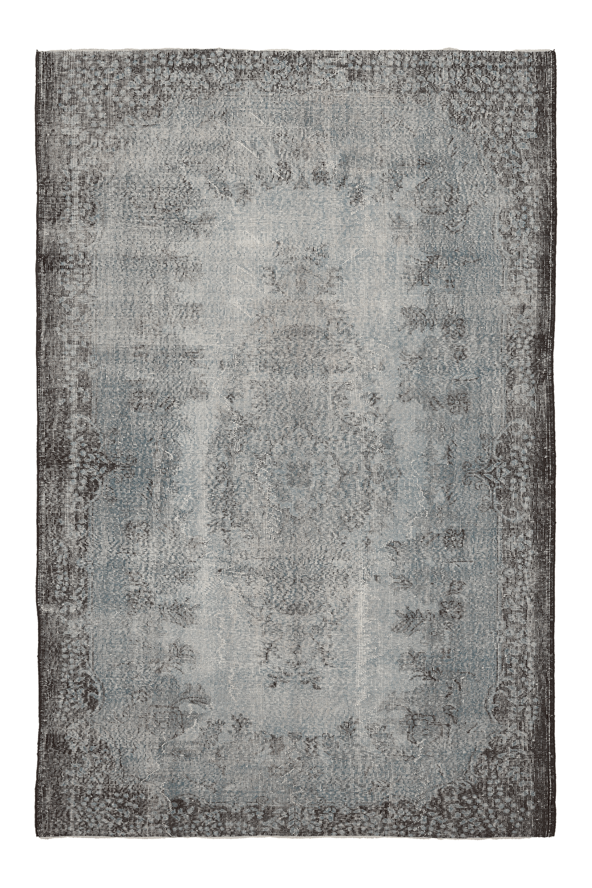 Vintage Isparta Turkish Area Rug 6x10 ft — Blue & Gray Overdyed