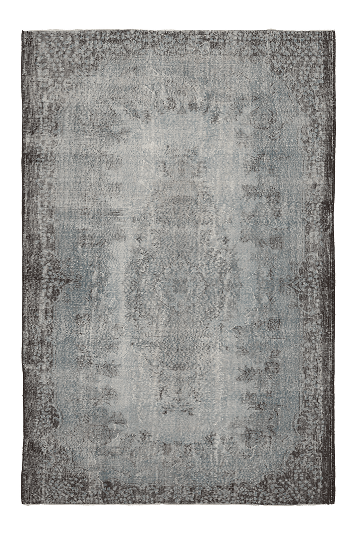 Vintage Isparta Turkish Area Rug 6x10 ft — Blue & Gray Overdyed