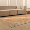Vintage Isparta Turkish Area Rug 6x9 ft — Beige & Brown Floral (No. 40645)