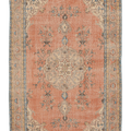 Vintage Isparta Turkish Area Rug 6x9 ft — Beige & Brown Floral (No. 40645)