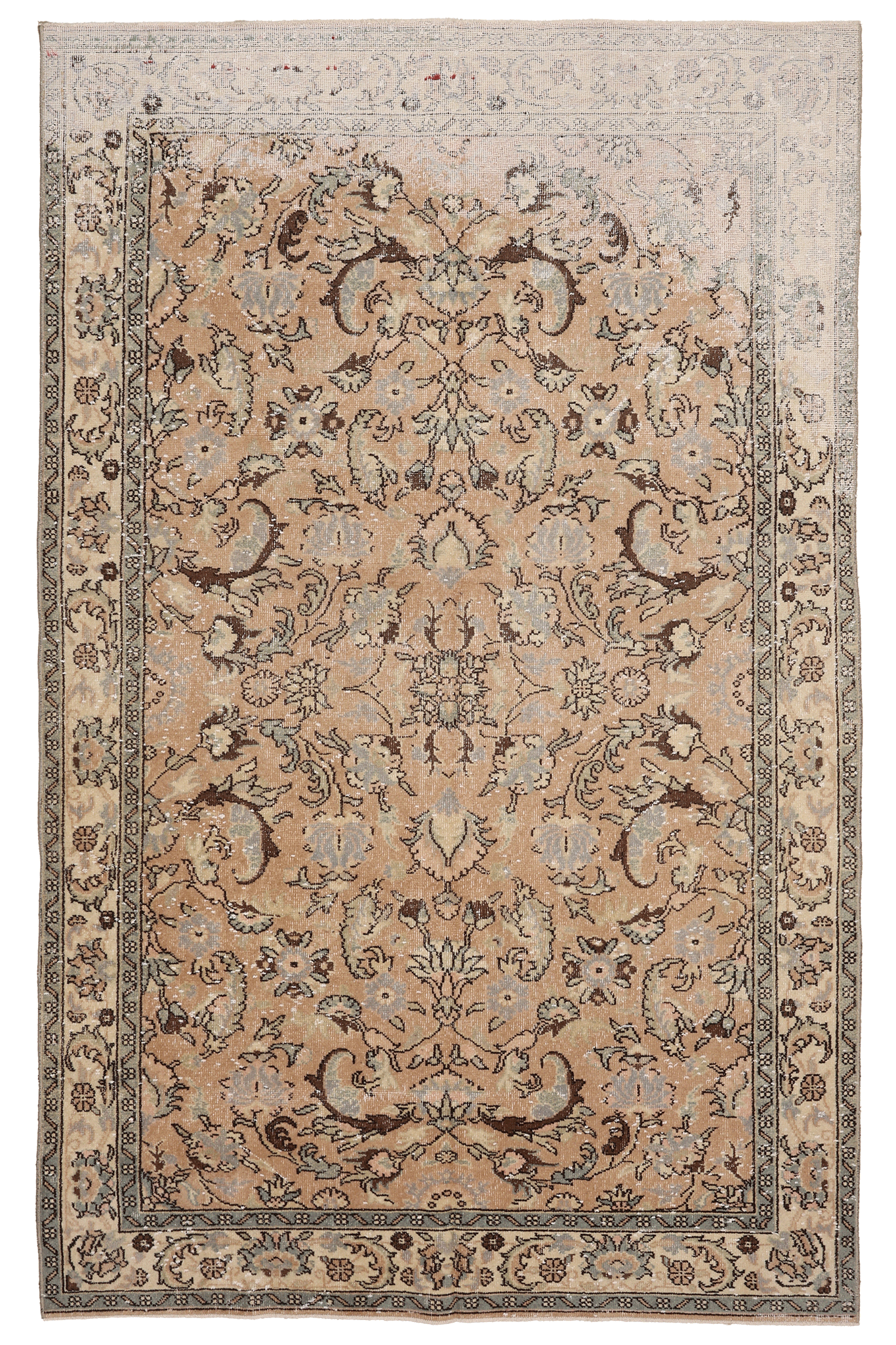 Vintage Isparta Turkish Area Rug 5x9 ft — Orange & Beige Floral (No. 40647)