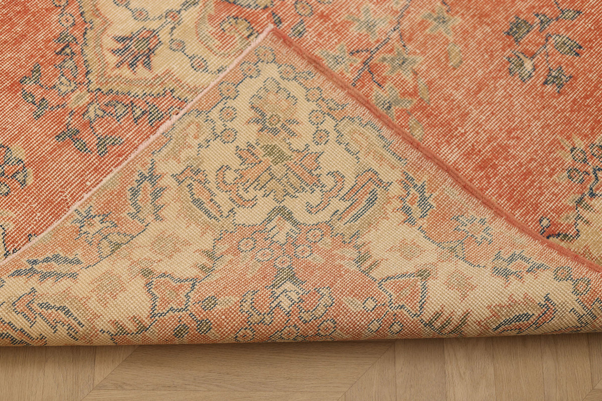 Vintage Isparta Turkish Area Rug 5x9 ft — Green & Beige Floral (No. 40651)
